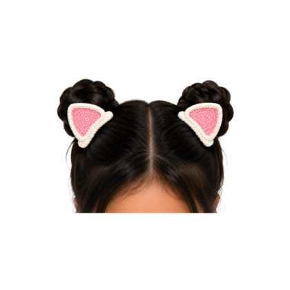 kitty ear crochet hair clips