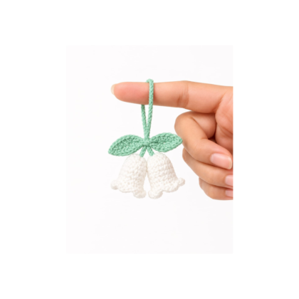 lily of the valley crochet keychain