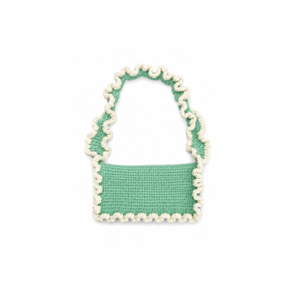 mint ruffle crochet shoulder bag