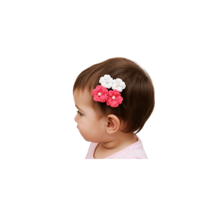 pearl flower crochet hair clips