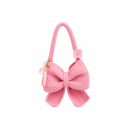 pink bow crochet bag