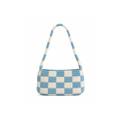 sky check crochet shoulder bag