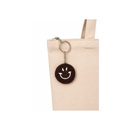 smiley face crochet keychain