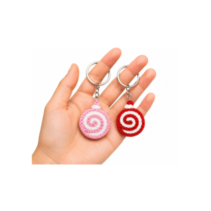 swiss roll crochet keychain