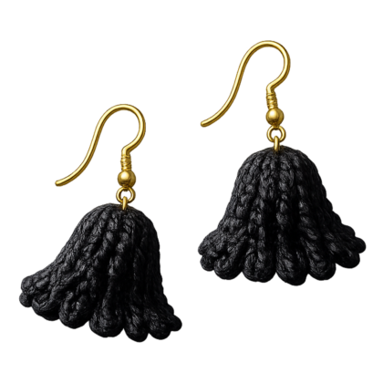 black bell crochet earings