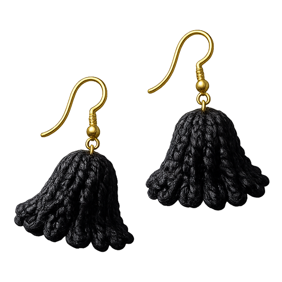 black bell crochet earings black bell crochet earings