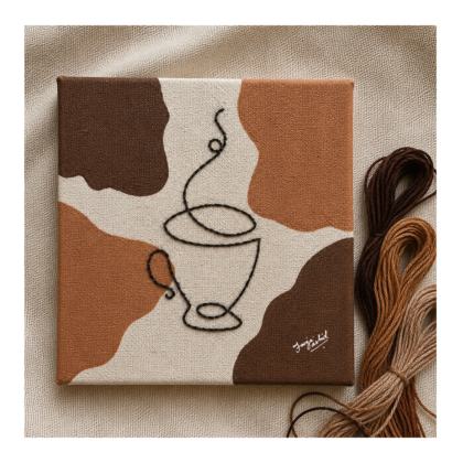 boho coffee embroidered canvas