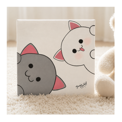 cute kitty duo art canvas
