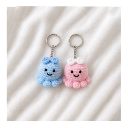 matching mini octopus keychains