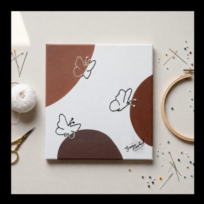 minimalist boho butterfly embroidered art canvas