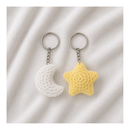 moon star keychain pair