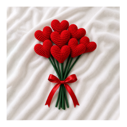 red heart bouquet