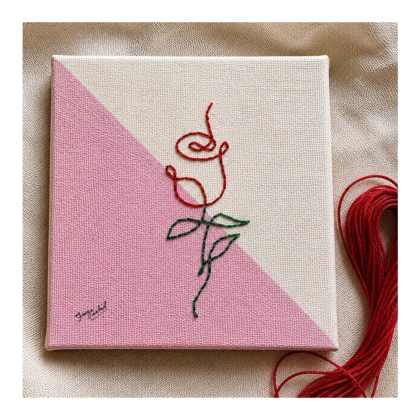 rose embroidered art canvas