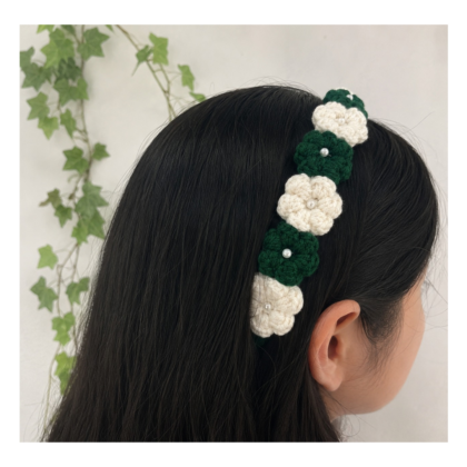 white and green hair band