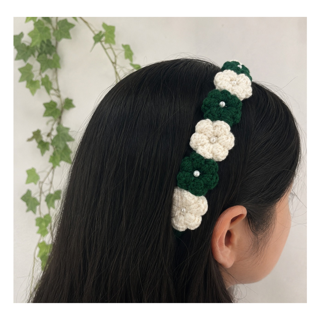 white and green hair band white and green hair band