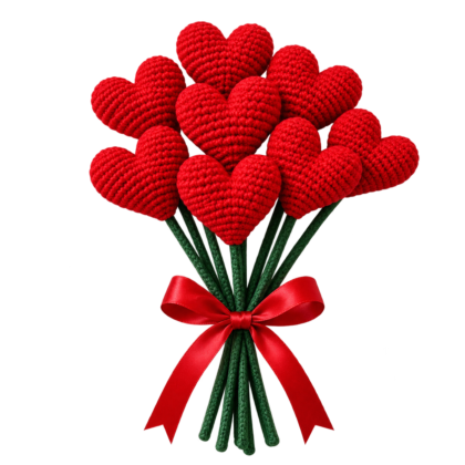Red Heart Bouquet (Bunch of 8 Hearts)