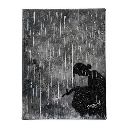Alone Girl In Rain Art Canvas